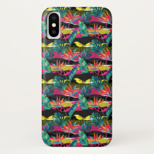 Capa Para iPhone X Teste padrão tropical abstrato da textura do néon