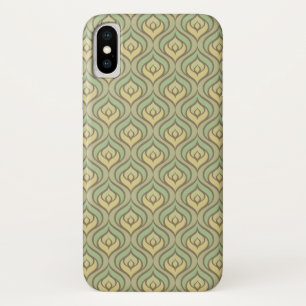 Capa Para iPhone X Teste padrão verde e amarelo do vintage retro