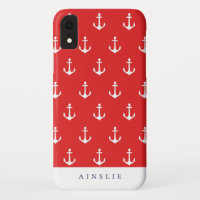 Teste padrão vermelho litoral chique da âncora