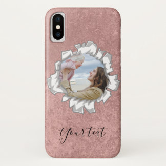 Capa Para iPhone Da Case-Mate Texto de Foto Personalizado Elegante Dourado