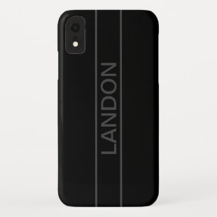 Capa Para iPhone Da Case-Mate Texto Personalizável Preto Moderno e Cinza Escur