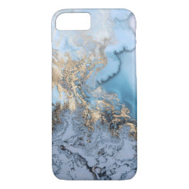 Capa Para iPhone Da Case-Mate Textura de mármore moderna Dourado do cinza azul