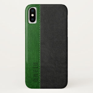 Capa Para iPhone Da Case-Mate Textura em couro verde e preto