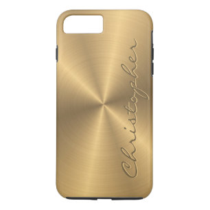 Capa iPhone 8 Plus/7 Plus Textura radial metálica Dourado personalizada