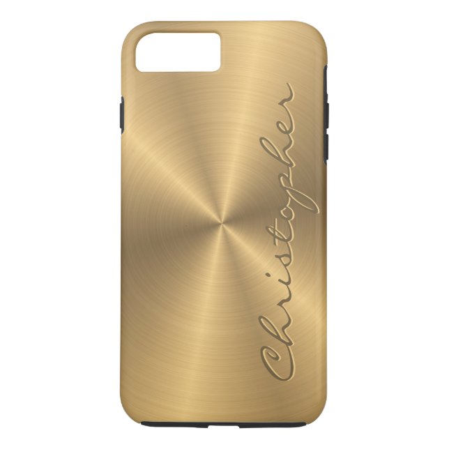 Capa Para iPhone, Case-Mate Textura radial metálica Dourado personalizada (Verso)