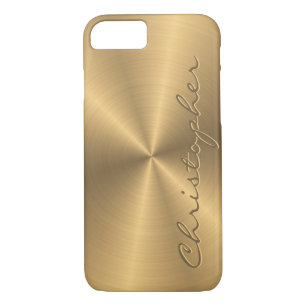 Capa iPhone 8/ 7 Textura radial metálica Dourado personalizada