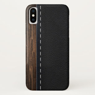 Capa Para iPhone Da Case-Mate Textura Realista de Madeira e Couro Costurado