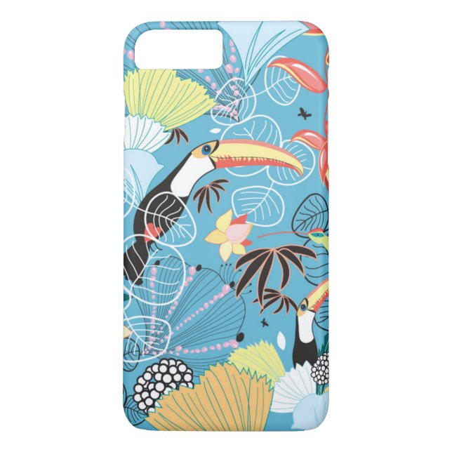 Capa Para iPhone, Case-Mate Textura tropical com tucanos e beija-flores (Verso)