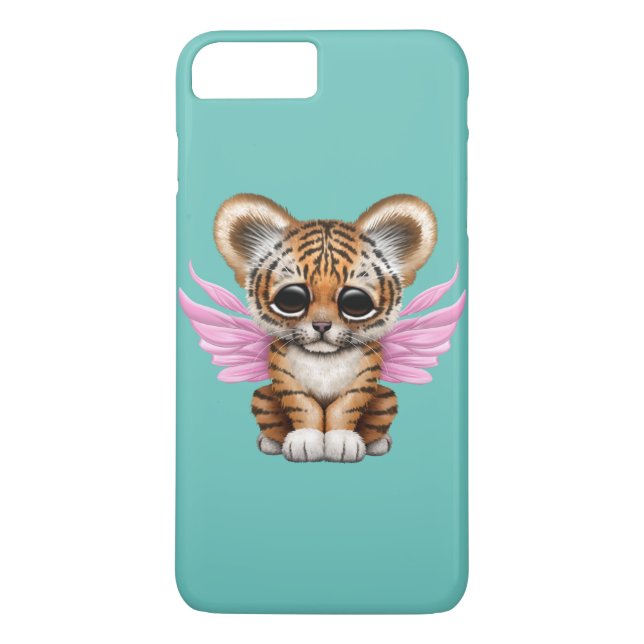 Capa Para iPhone, Case-Mate Tigre Cub bonito com as asas feericamente no rosa (Verso)
