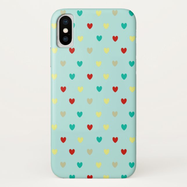 Capa Para iPhone, Case-Mate Tiny polka corações em verde-marinho (Verso)