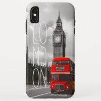 Tipografia vermelha de Big Ben do ônibus da cidade