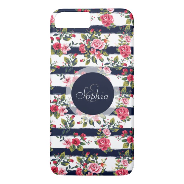 Capa Para iPhone, Case-Mate Tiras florais de rosas de vindima (Verso)
