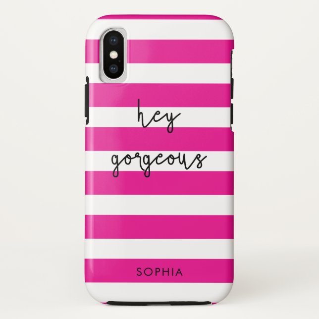 Capa Para iPhone, Case-Mate Tiras Rosa Personalizadas Ei Garganta (Verso)