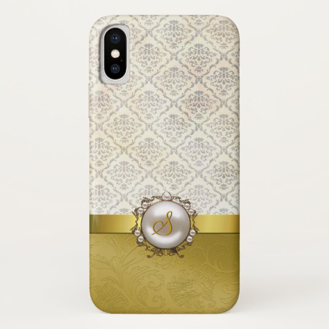 Capa Para iPhone, Case-Mate Tom Dourado e Cream Damask (Verso)