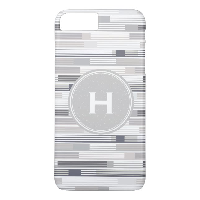 Capa Para iPhone, Case-Mate Tons legais de listras cinza Monograma Personaliza (Verso)