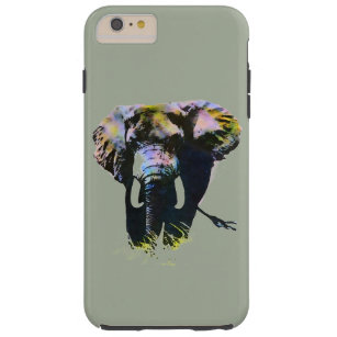 Capa Tough Para iPhone 6 Plus Trabalho de arte de elefante no fundo da Cinza