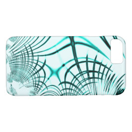 Capa iPhone 8/ 7 Traços curvos cianos cruzados sobre fundo leve