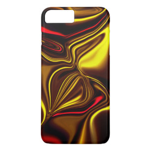 Capa iPhone 8 Plus/7 Plus Traços curvos vermelhos e ouros sobre fundo escur