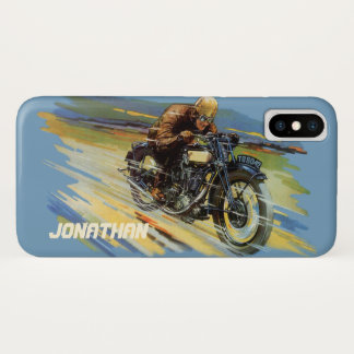 Capa Para iPhone X Transporte de viagens vintage, motocicleta em corr