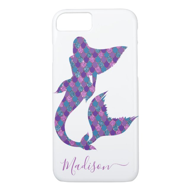 Capa Para iPhone, Case-Mate Trendy Chic Smermaid Glitter Personalizado (Verso)