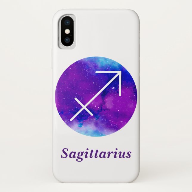 Capa Para iPhone, Case-Mate Trendy Zodiac Sagittarius Roxo Nebulosa (Verso)