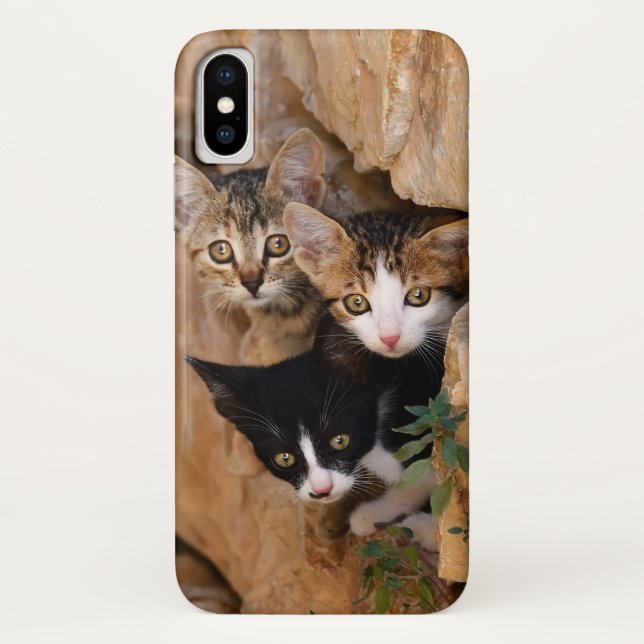 Capa Para iPhone, Case-Mate Três Gatinhos Curiosos Enfrentam Foto Engraçada - (Verso)