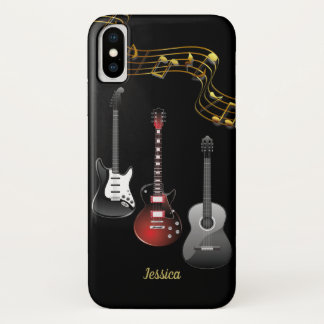 Capa Para iPhone Da Case-Mate Três guitarra e notas da música, nome