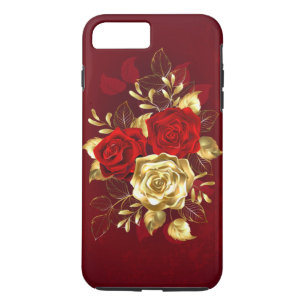 Capa iPhone 8 Plus/7 Plus Três Rosas de joalharia
