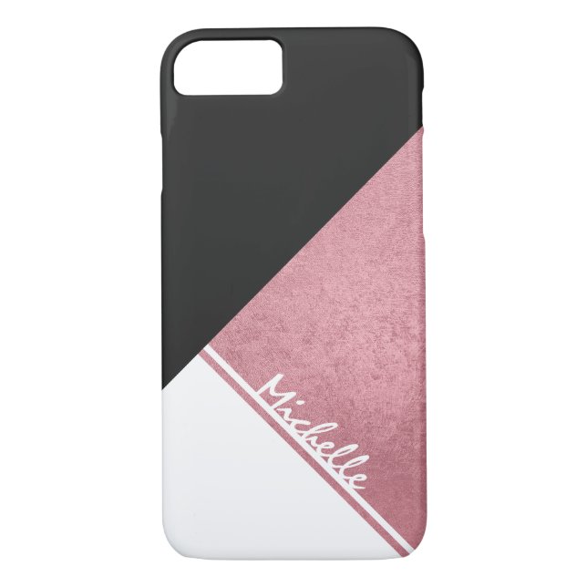 Capa Para iPhone, Case-Mate Triângulo Dourado Rosa Branca Moderno (Verso)