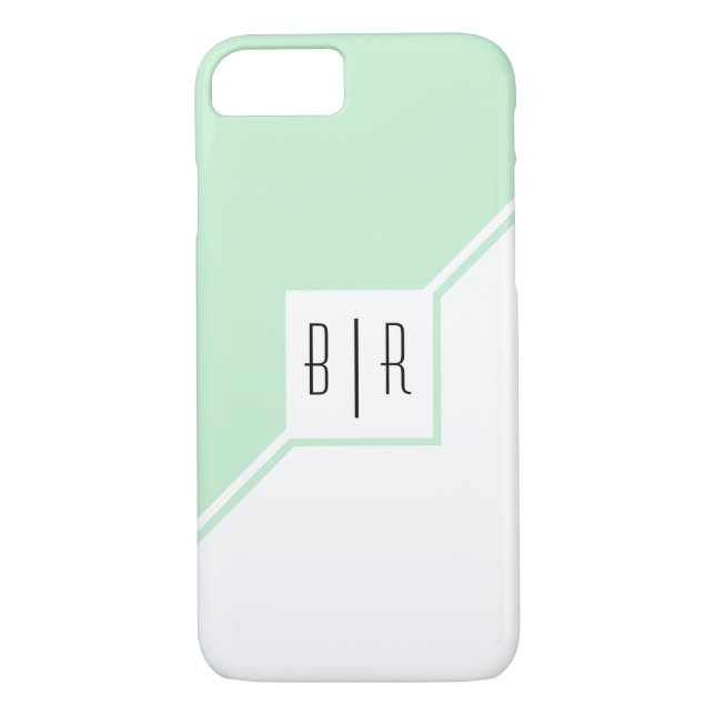 Capa Para iPhone, Case-Mate Triângulos verdes mint, geometria moderna monogram (Verso)