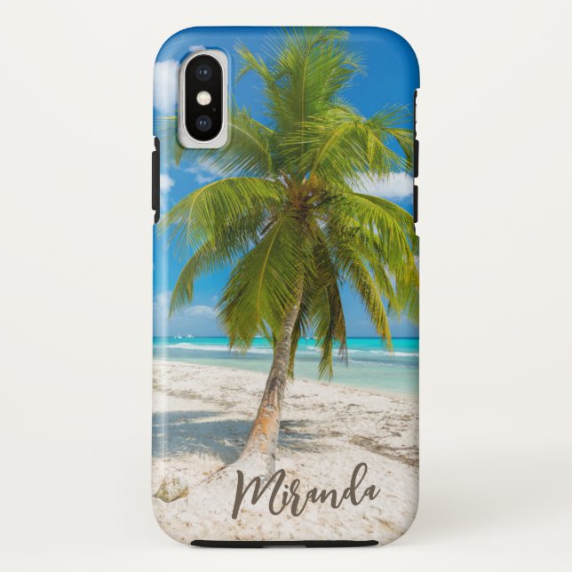 Capa Para iPhone, Case-Mate Tropical Beach Palm Tree Personalized (Verso)