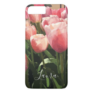 Capa iPhone 8 Plus/7 Plus Tulipas de Coral Rosa Personalizadas