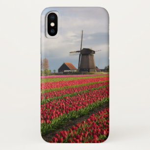 Capa Para iPhone X Tulipas vermelhas e um moinho de vento