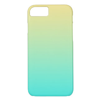 Capa iPhone 8/ 7 Turquesa Amarela Simples Pastel Gradiente