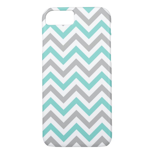 Capa Para iPhone, Case-Mate Turquesa, Cinza, Padrão De Grande Chevron ZigZag (Verso)