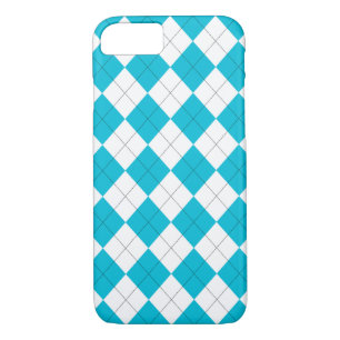 Capa iPhone 8/ 7 Turquesa e Argyle Branco