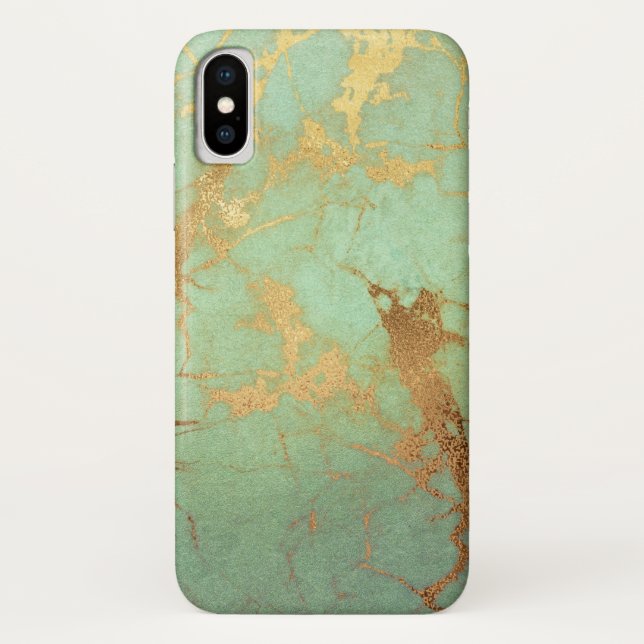 Capa Para iPhone, Case-Mate Turquesa e Dourada caixa iPhone/iPad Marble (Verso)