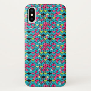 Capa Para iPhone Da Case-Mate Turquesa e teste padrão cor-de-rosa do cubo
