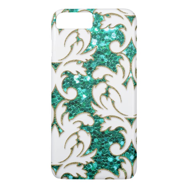 Capa Para iPhone, Case-Mate Turquesa Glitter Damask (Verso)