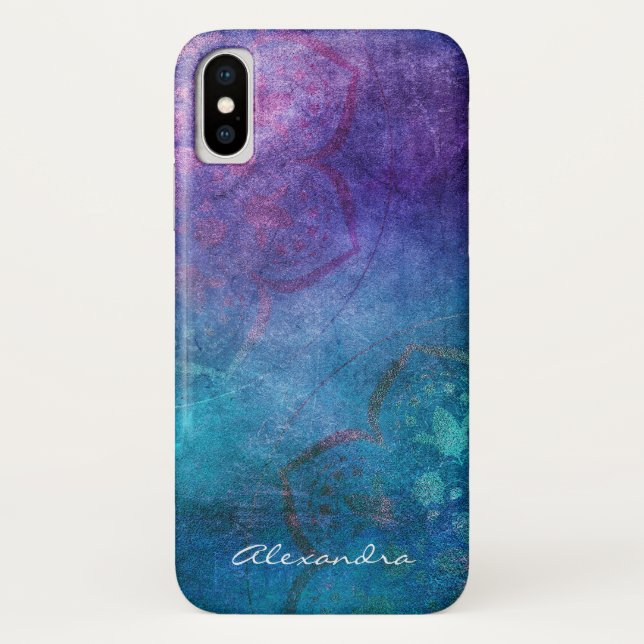 Capa Para iPhone, Case-Mate Turquesa monográfica e Flor de Lotus Verde (Verso)