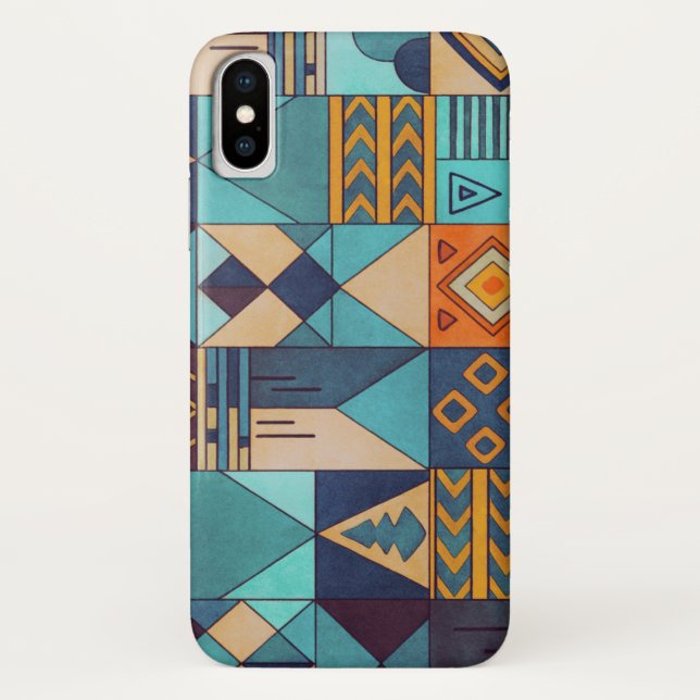 Capa Para iPhone, Case-Mate Turquoise & Orange Patchwork  (Verso)