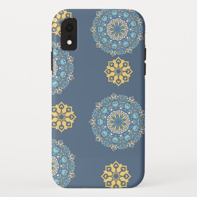 Capa Para iPhone, Case-Mate Turquoise Teal Blue e Mandala amarelo Padrão de ar (Verso)