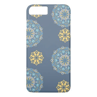 Capa iPhone 8 Plus/7 Plus Turquoise Teal Blue e Mandala amarelo Padrão de ar
