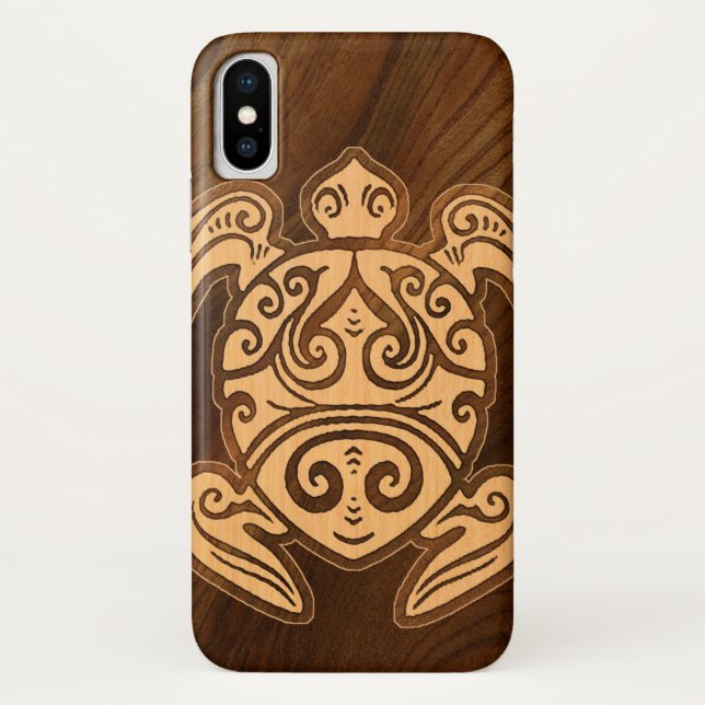 Capa Para iPhone, Case-Mate Uhane u'i Honu Faux Wood Hawaiian Tartaruga (Verso)