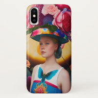 Uma senhora com um chapéu de sol floral