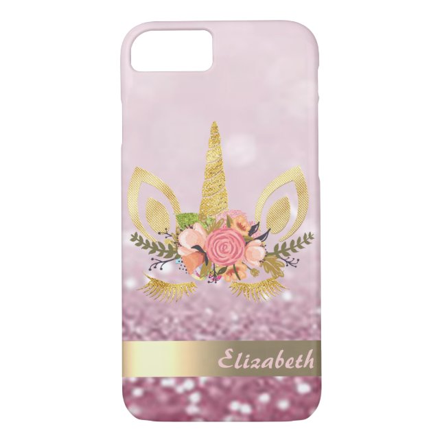 Capa Para iPhone, Case-Mate Unicorn Face Glitter Bokeh - Personalizado (Verso)