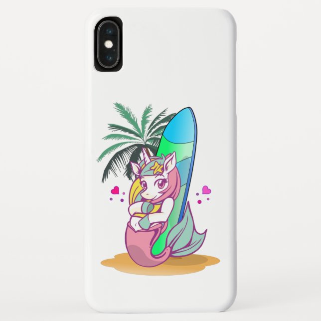 Capa Para iPhone, Case-Mate Unicórnio com prancha na praia (Verso)