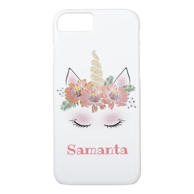 Capa Para iPhone, Case-Mate Unicórnio, rosto Unicórnio, personalizado, feminin (Verso)