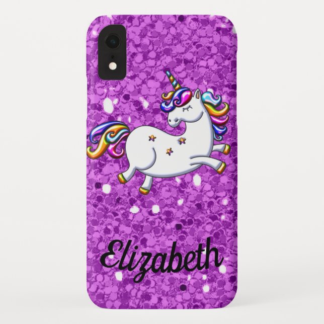 Capa Para iPhone, Case-Mate Unicórnio Roxo Glitter (Verso)