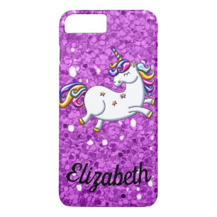 Capa iPhone 8 Plus/7 Plus Unicórnio Roxo Glitter